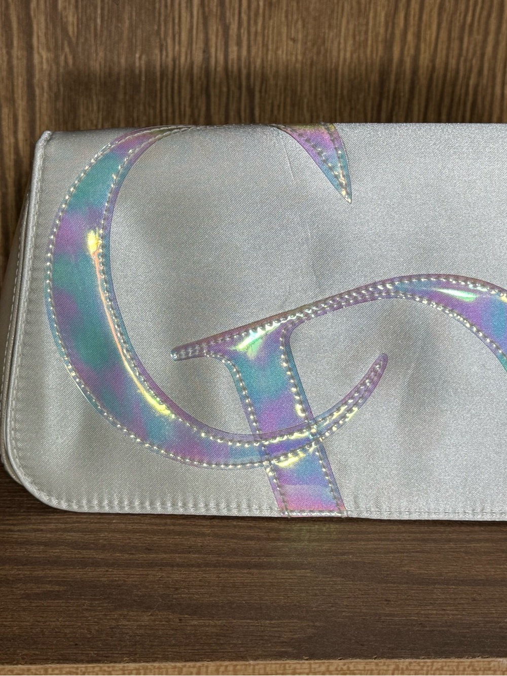 Dior Vintage Silver Iridescent Logo Clutch